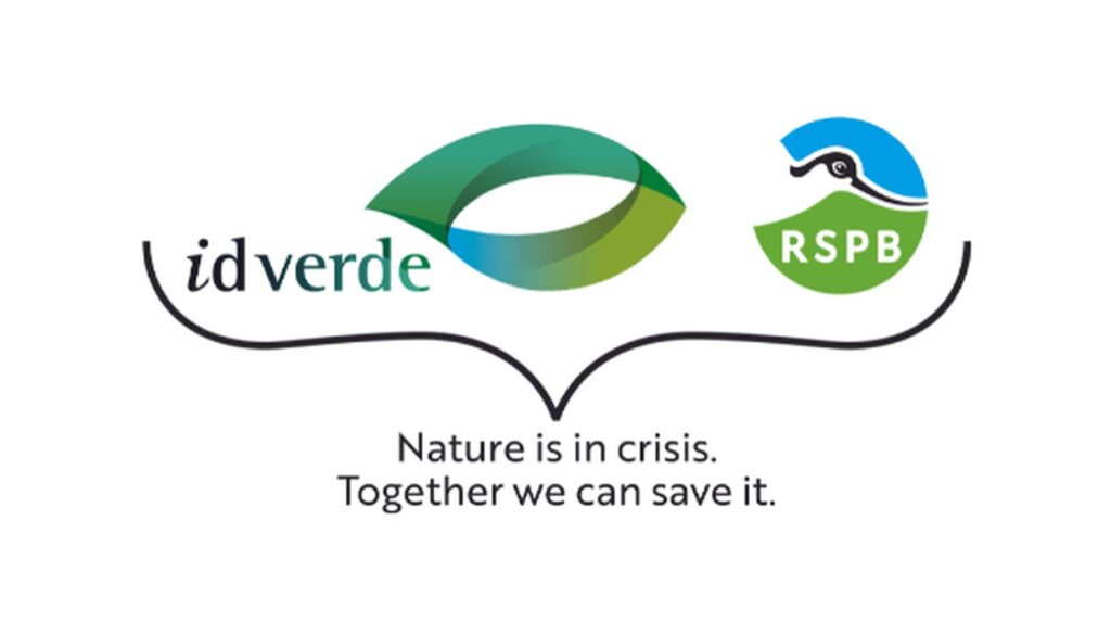 idverde and RSPB logos with message: Nature is in crisis, together we can save it