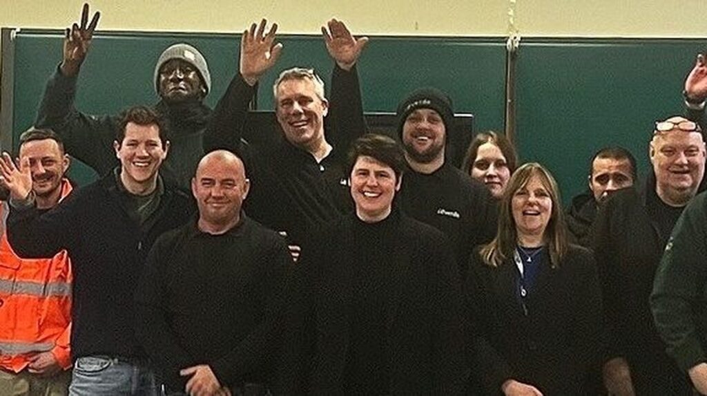 idverde UK team members smiling and waving at Royal Parks sustainability workshop