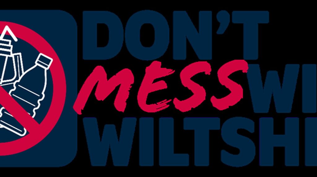 Don't Mess With Wiltshire campaign logo with crossed-out litter bottles