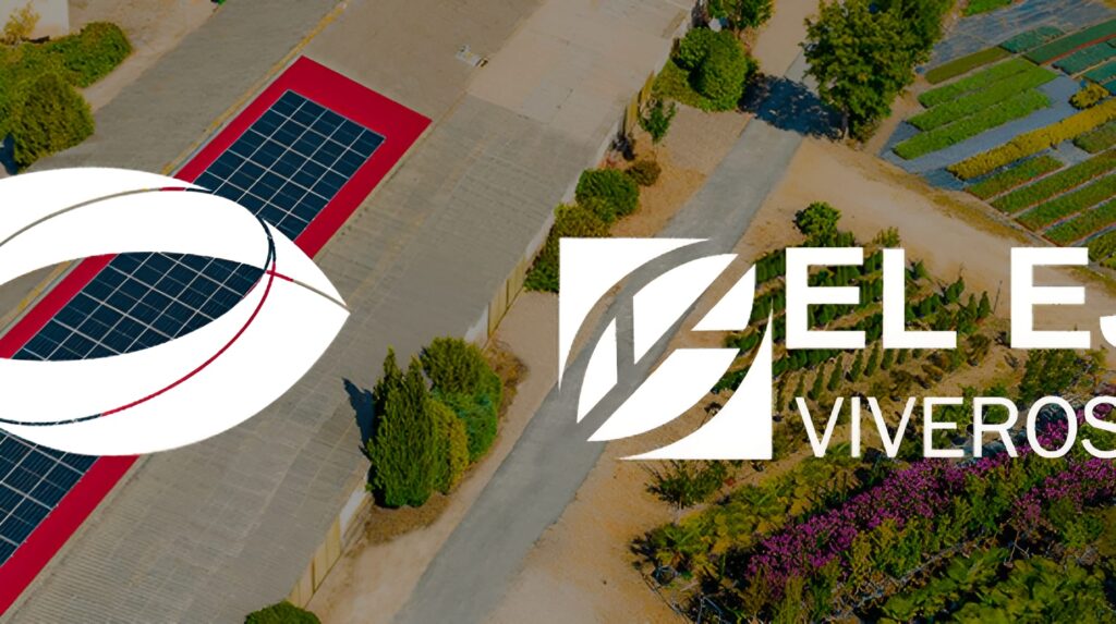idverde and El Ejidillo Viveros Integrales logos over aerial view of nursery with solar panels